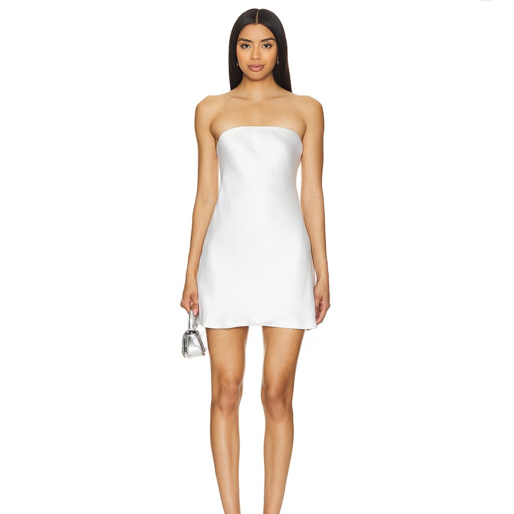 Norma Kamali Bias Strapless Mini Dress in Snow White